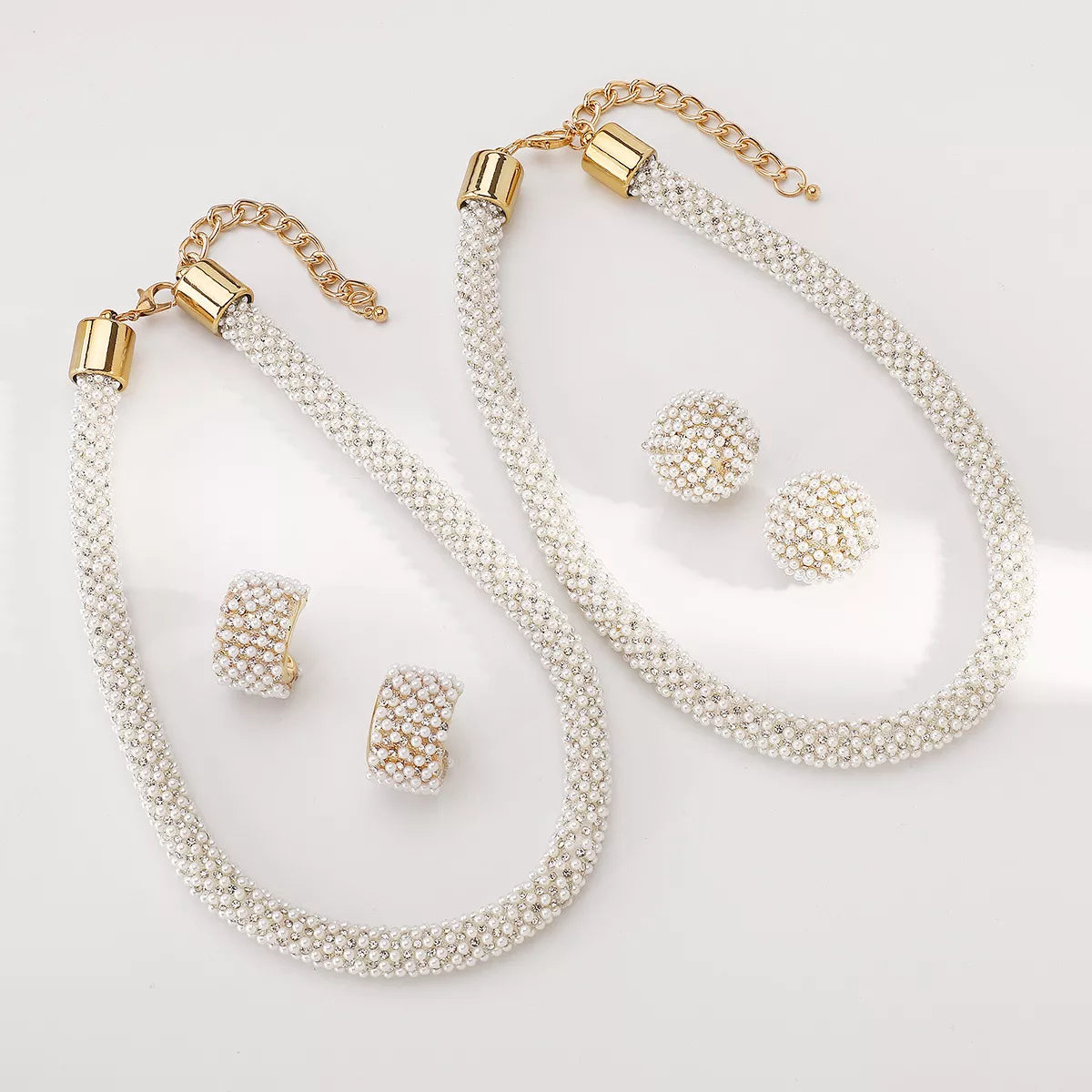 Fashorio Pearl Embellished Earrings and Necklace Jewelry Set