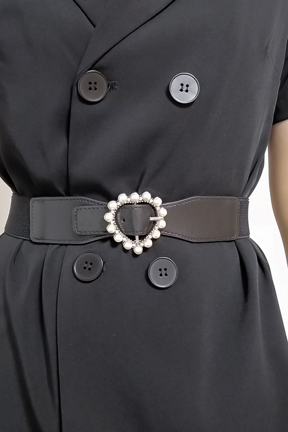 Fashorio Pearl Heart Buckle Elastic Belt