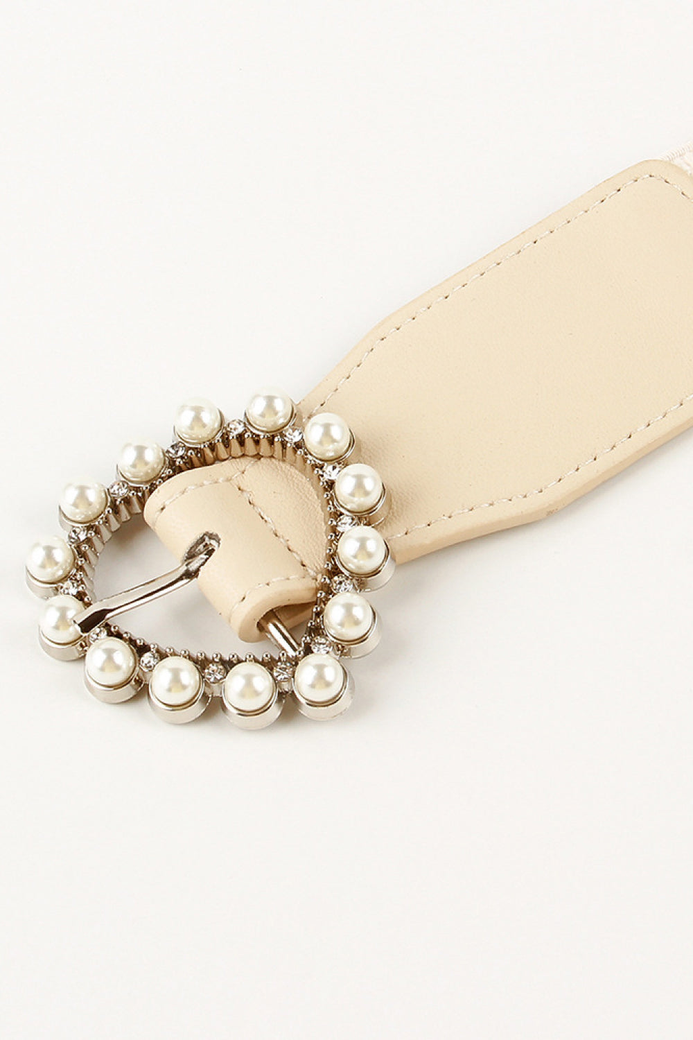 Fashorio Pearl Heart Buckle Elastic Belt