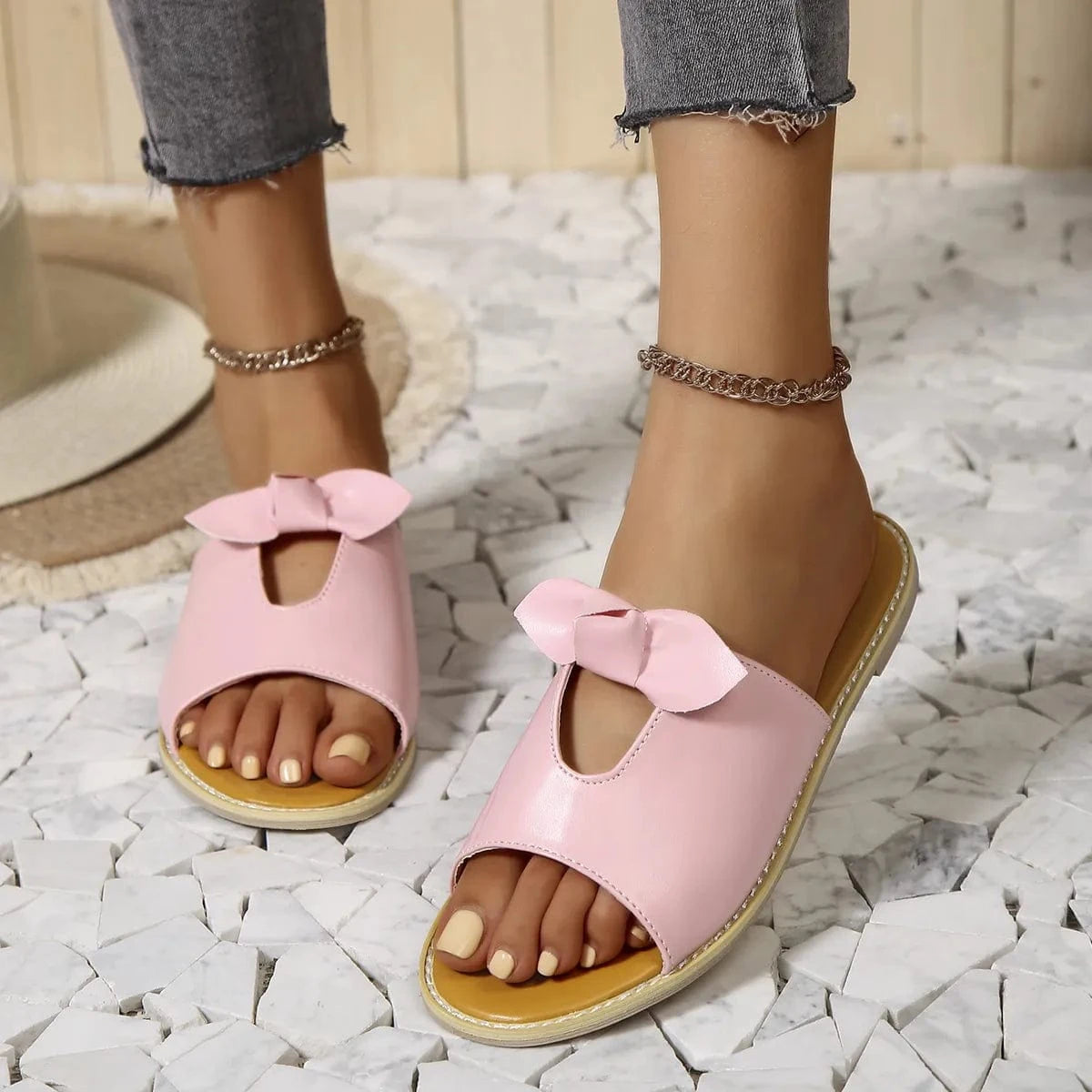 Fashorio Pink / 36 Casual Open Toe Cutout Detail Sandals