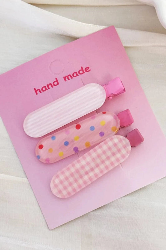 2-Piece Acrylic Hair Pins Pink One Size - Fashorio