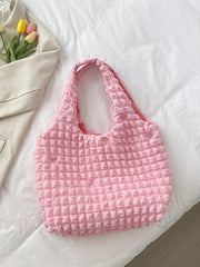 Fashorio Pink / One Size Textured Ruched Shoulder Bag