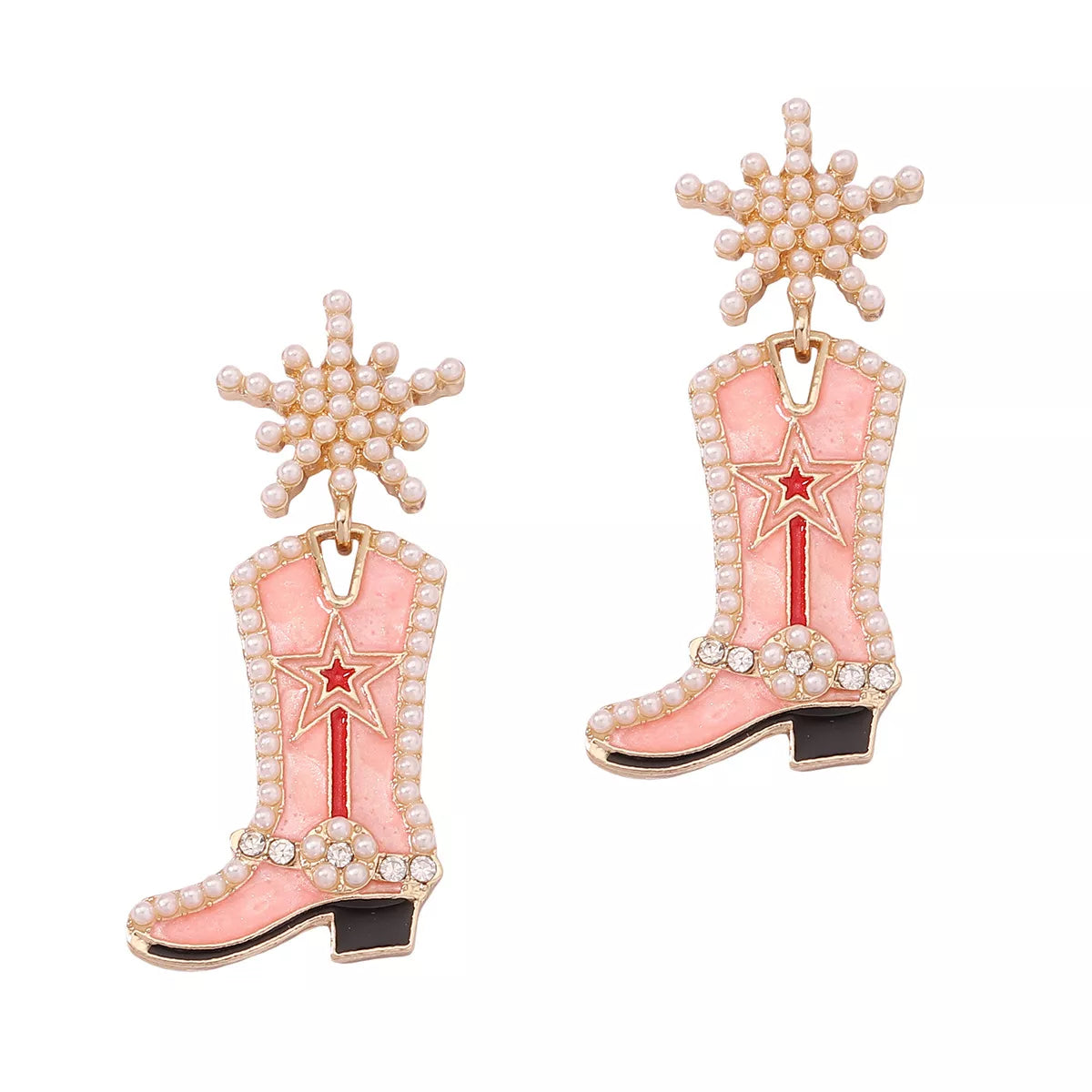 Fashorio Pink / onesize Cowgirl Boot Dangle Earrings