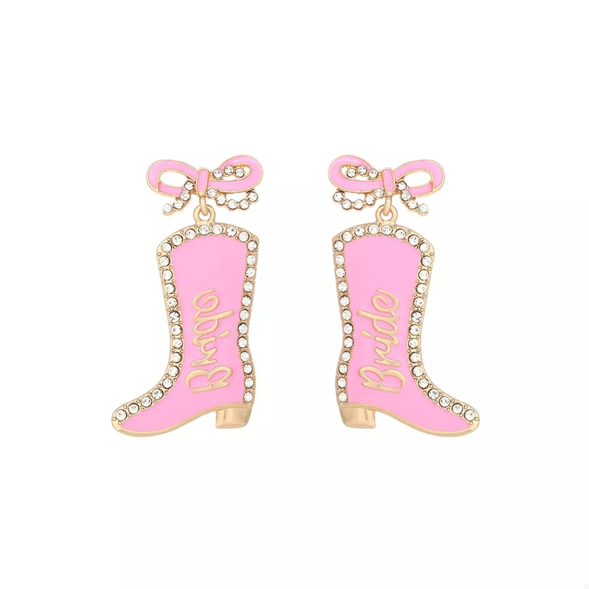Fashorio Pink / onesize Cowgirl Boot Dangle Earrings with Bow