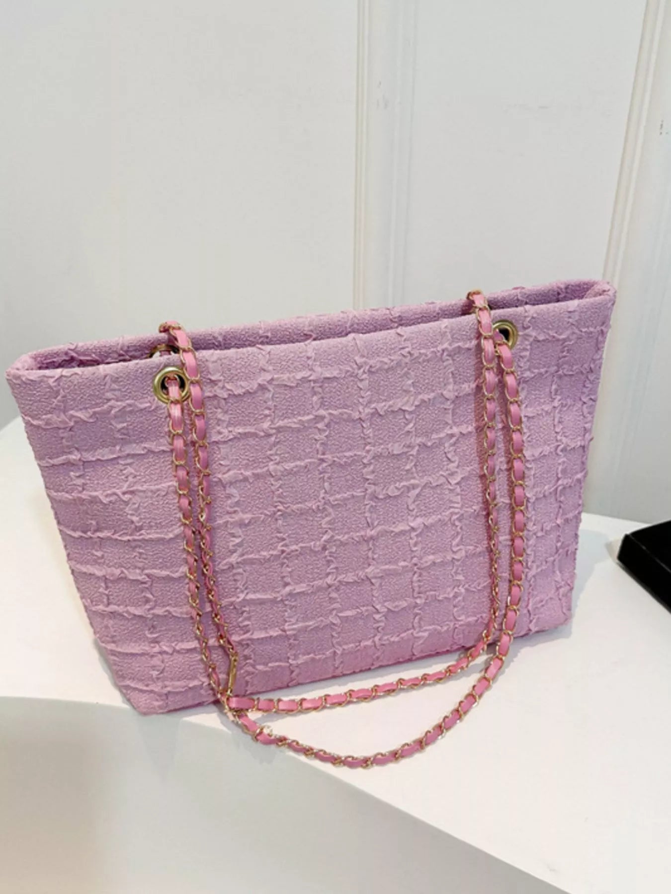 Fashorio Pink / onesize Tweed Chain Shoulder Bag