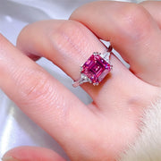 Fashorio Pink Purple / 5 3 Carat Moissanite 925 Sterling Silver Ring