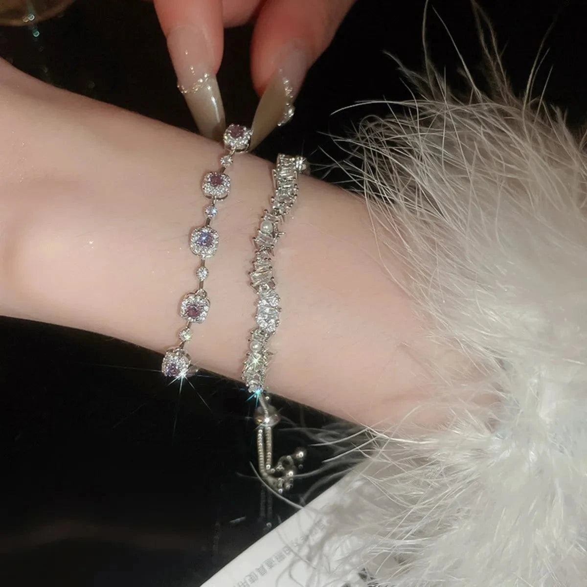 Fashorio Pink Purple / One Size Copper Zircon Bracelet