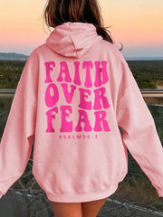 Fashorio Pink / S FAITH OVER FEAR Dropped Shoulder Hoodie