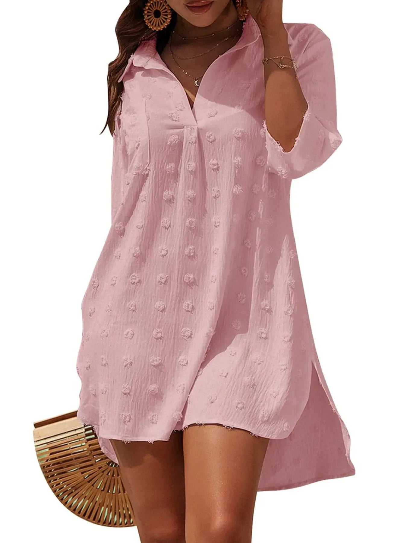 Fashorio Pink / S Swiss Dot Cover-Up