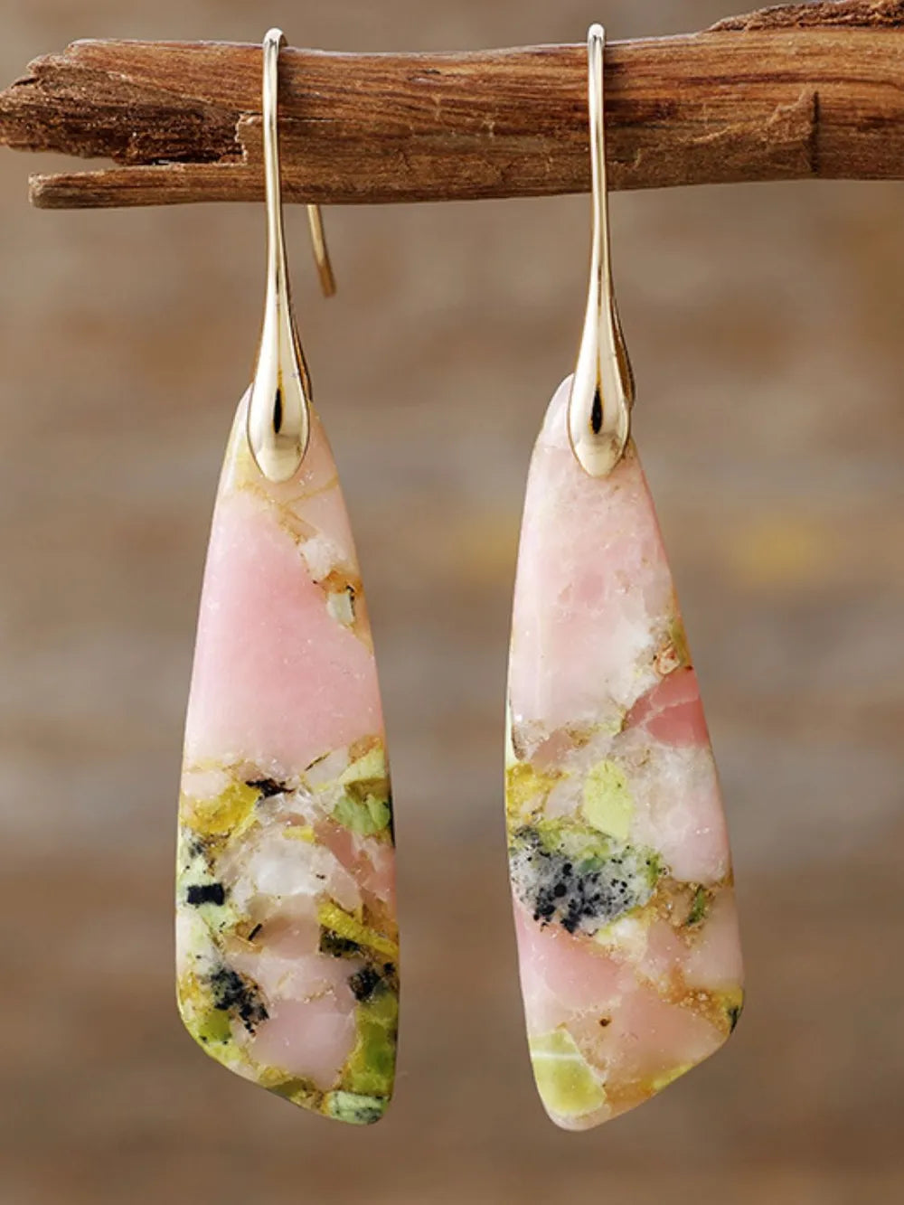 Fashorio Pink/Yellow/Gold / One Size Geometrical Shape Dangle Earrings