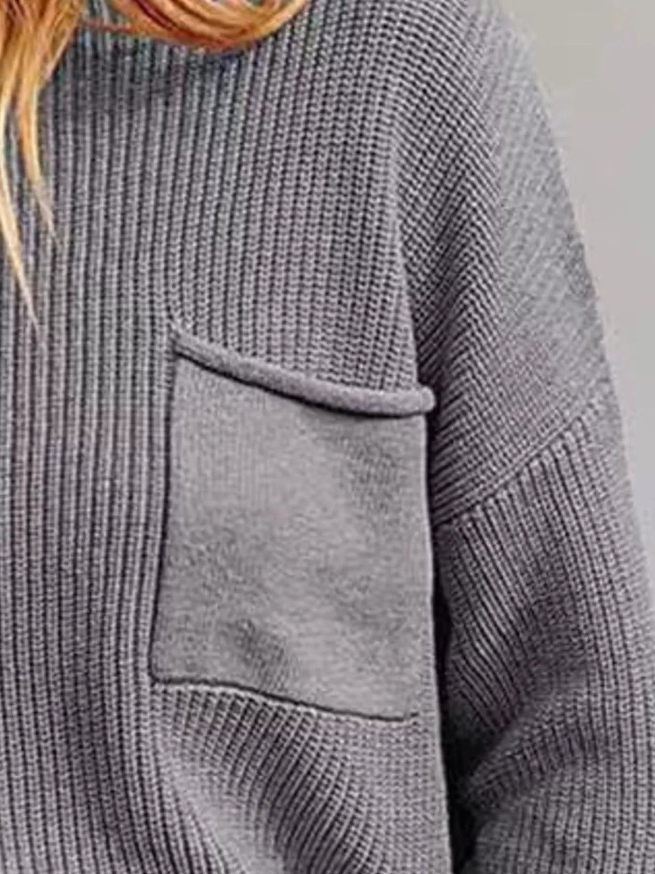 Fashorio Pocket Detail Dropped Shoulder Sweater
