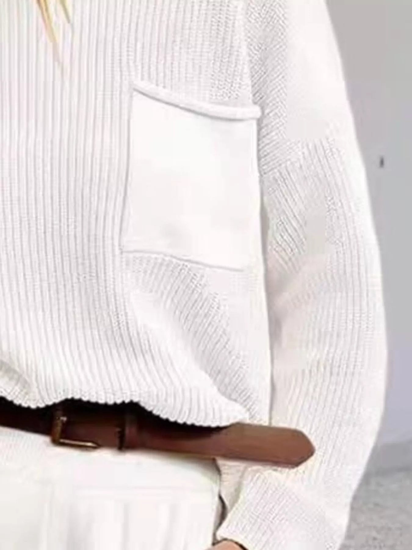 Fashorio Pocket Detail Dropped Shoulder Sweater