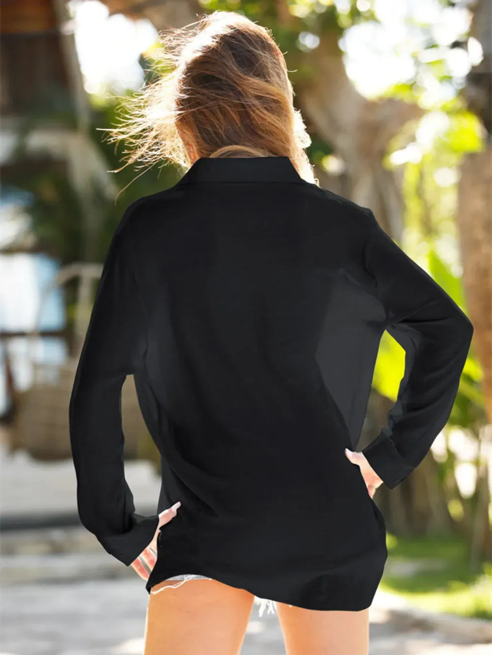 Fashorio Pocketed Dropped Shoulder Cover Up