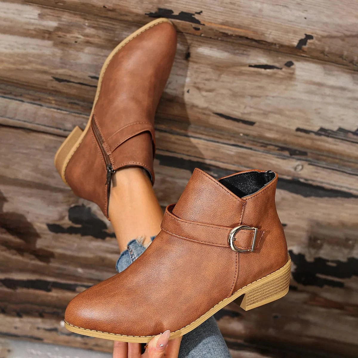 Fashorio Point Toe Block Heels Boots