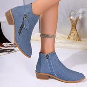 Fashorio Point Toe Block Heels Boots
