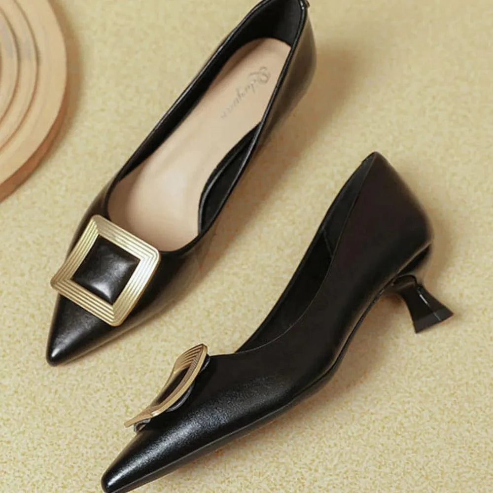 Point Toe Flare Heel Pumps - Fashorio