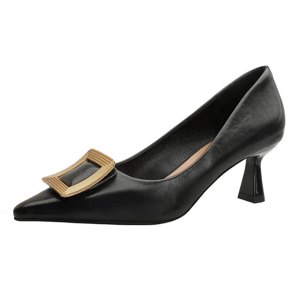 Point Toe Flare Heel Pumps - Fashorio