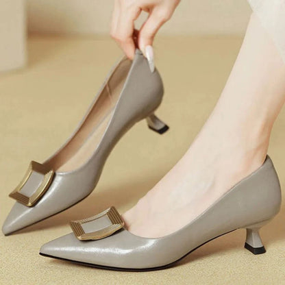 Point Toe Flare Heel Pumps - Fashorio