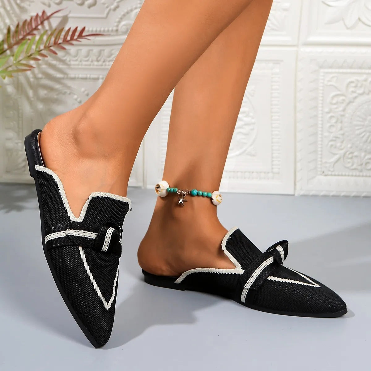 Fashorio Point Toe Flat Slip-Ons