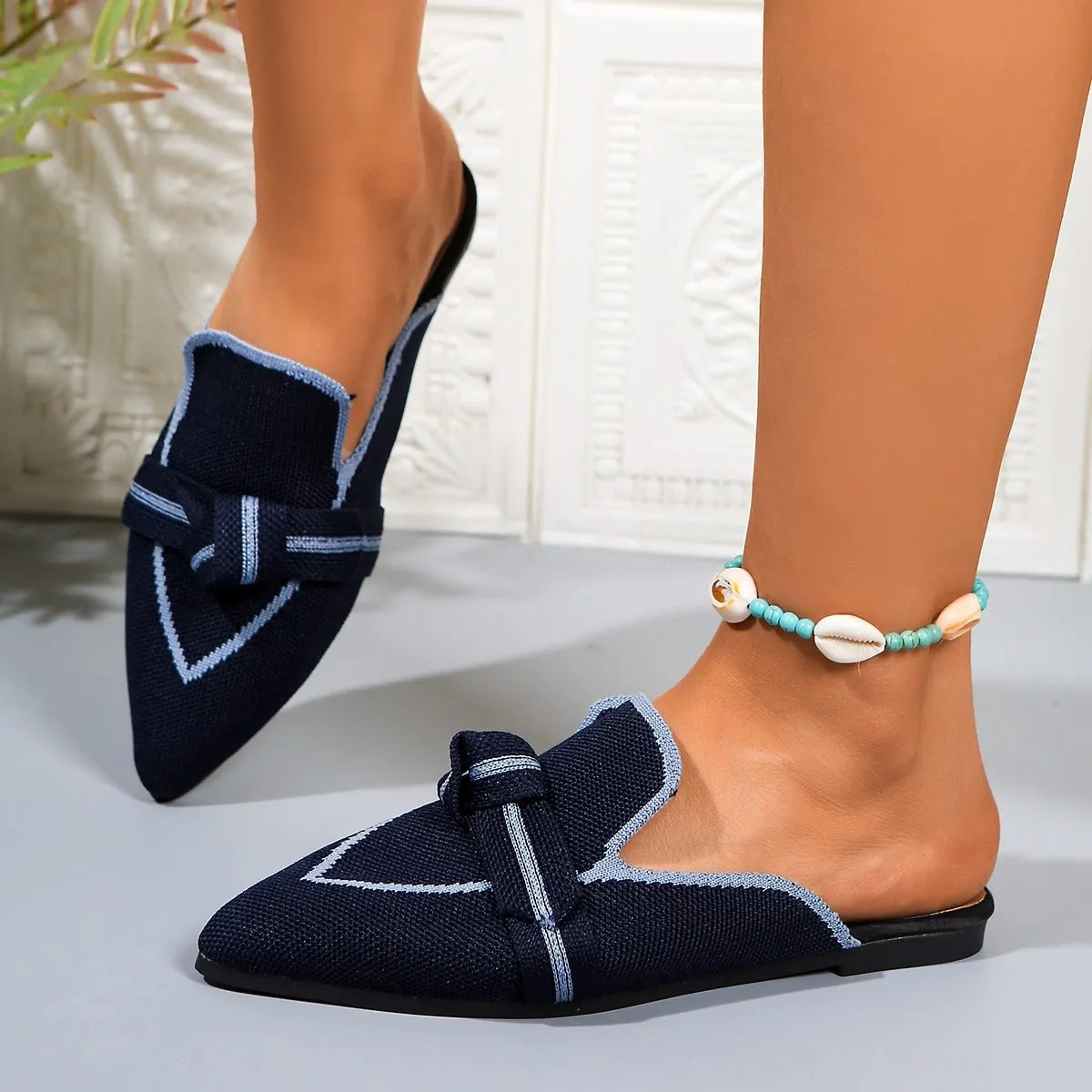 Fashorio Point Toe Flat Slip-Ons