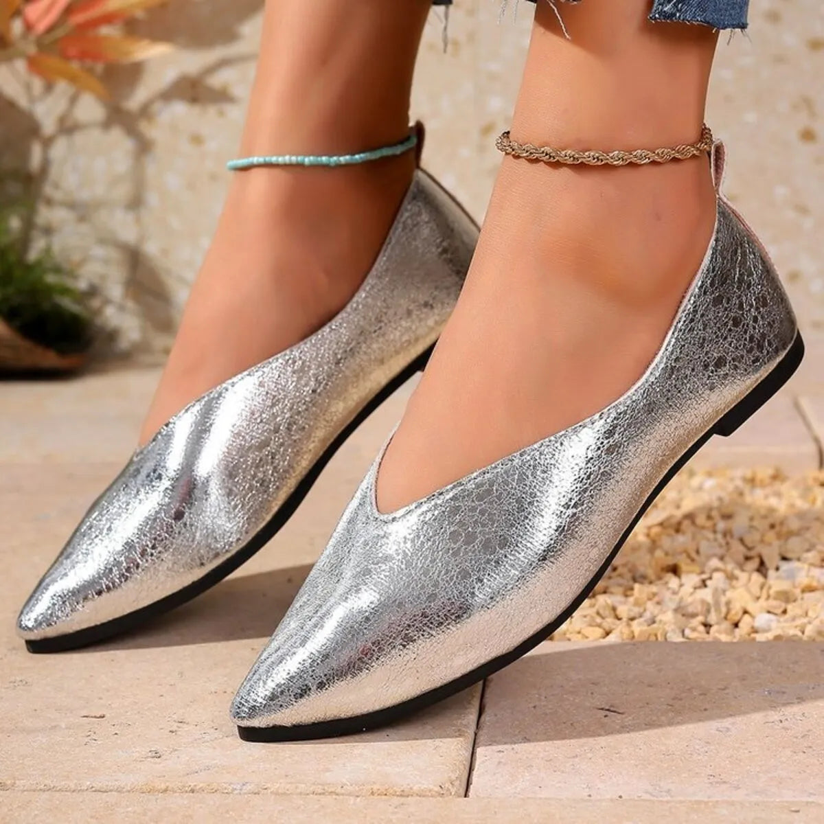 Fashorio Point Toe Flats Slip-Ons