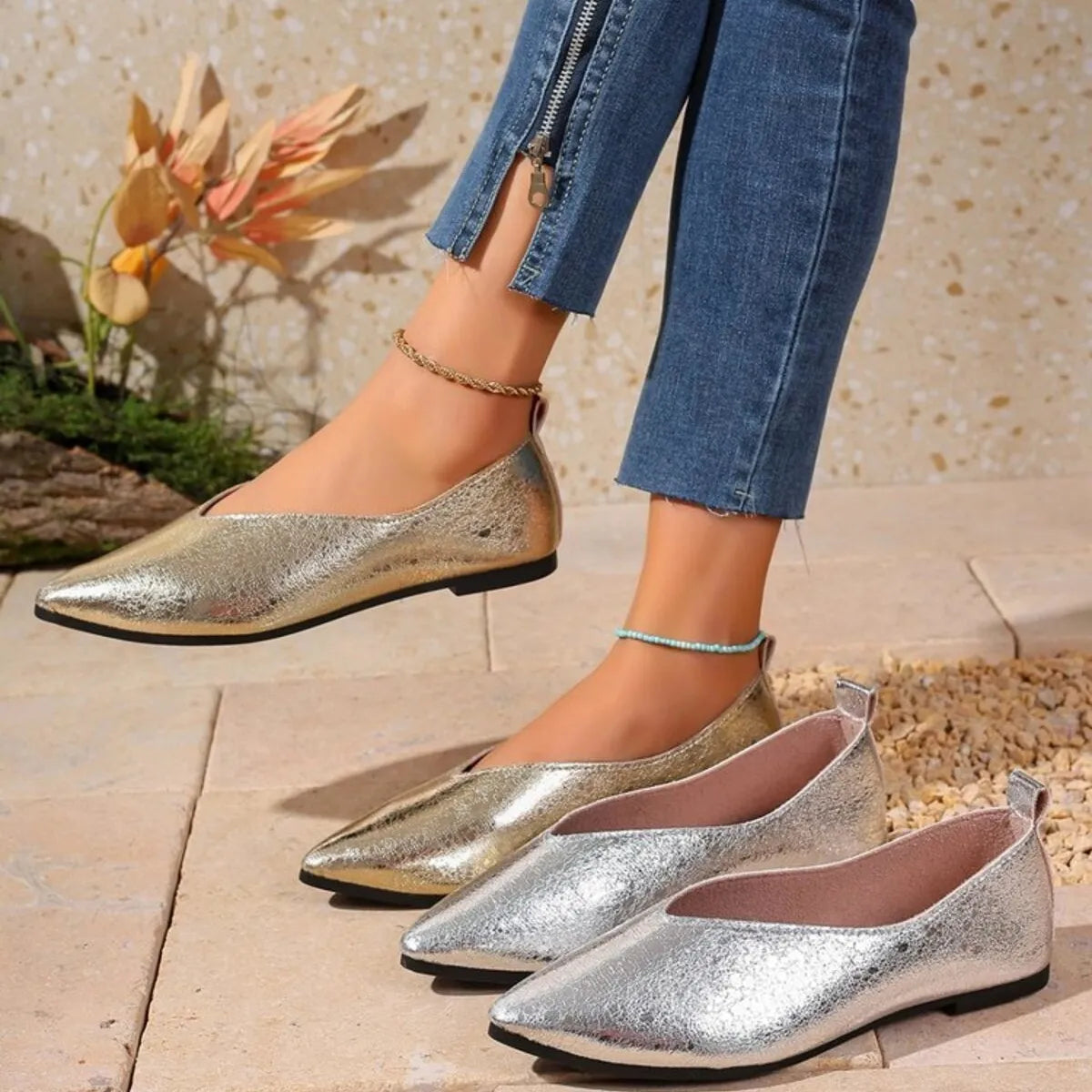 Fashorio Point Toe Flats Slip-Ons