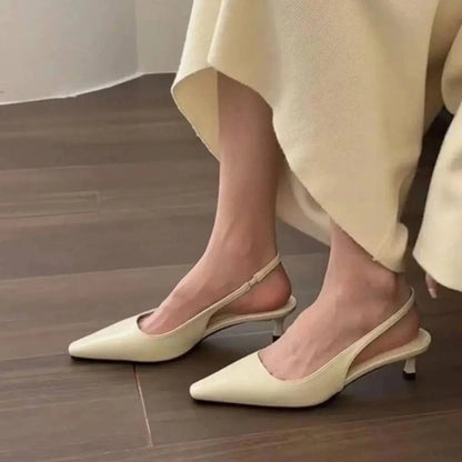 Point Toe Kitten Heel Slingback Pumps - Fashorio