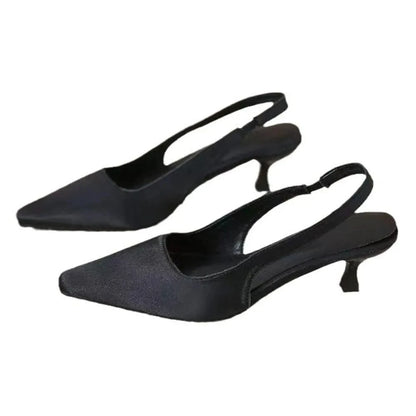 Point Toe Kitten Heel Slingback Pumps - Fashorio