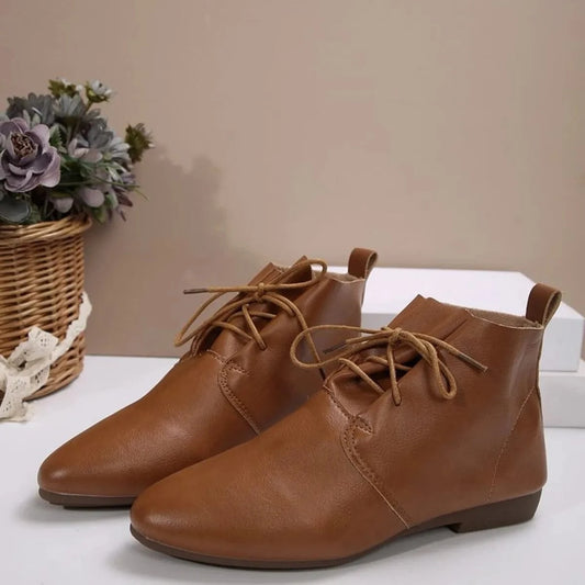 Point Toe Lace Up Boots - Fashorio
