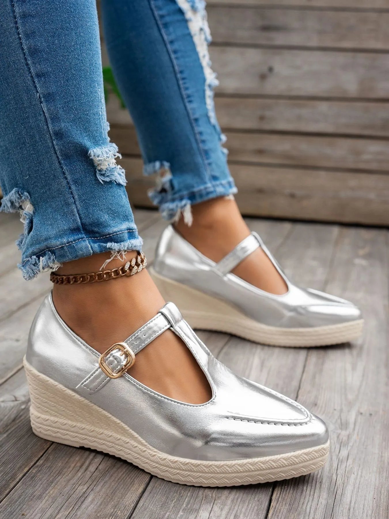 Fashorio Point Toe Wedge Loafers