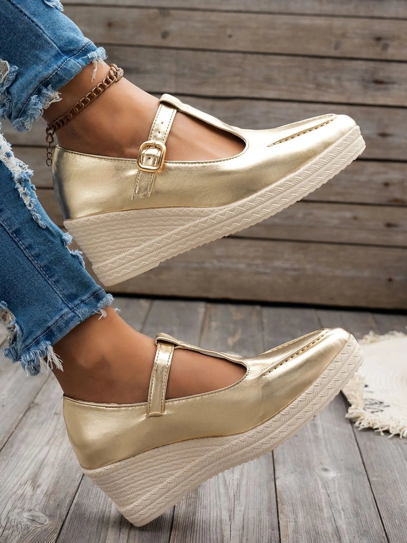 Fashorio Point Toe Wedge Loafers