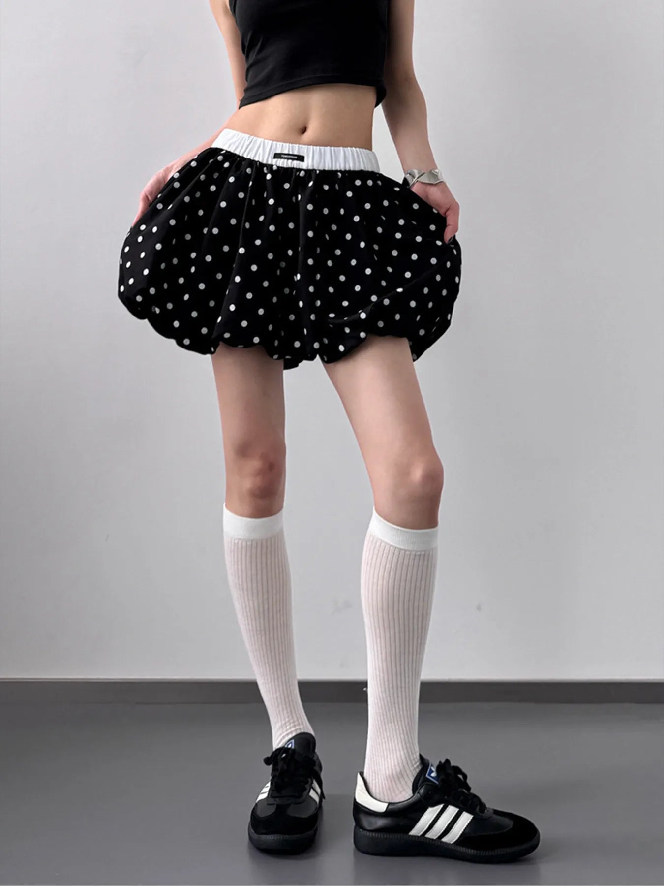 Fashorio Polka Dot Bubble Shorts with Elastic Waistband