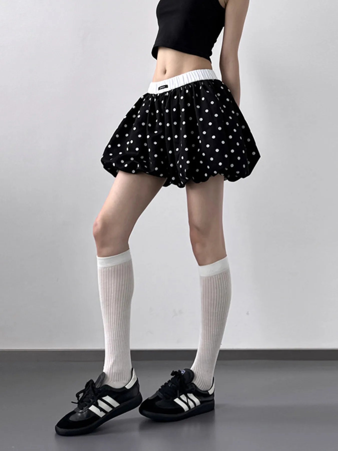 Fashorio Polka Dot Bubble Shorts with Elastic Waistband