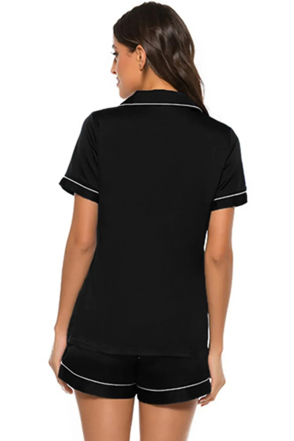 Fashorio Printed Button Up Short Sleeve Top and Shorts Lounge Set