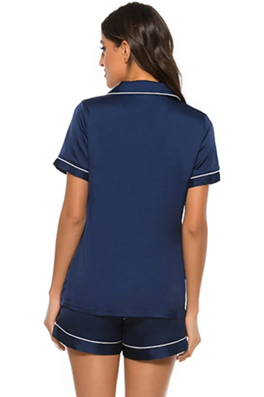 Fashorio Printed Button Up Short Sleeve Top and Shorts Lounge Set