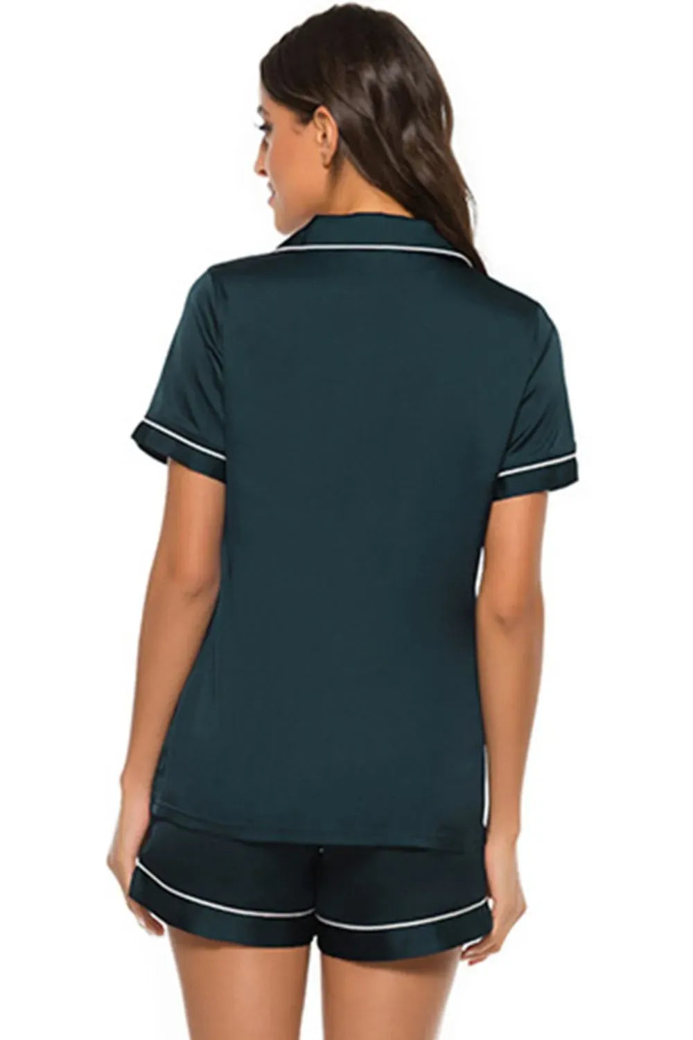 Fashorio Printed Button Up Short Sleeve Top and Shorts Lounge Set