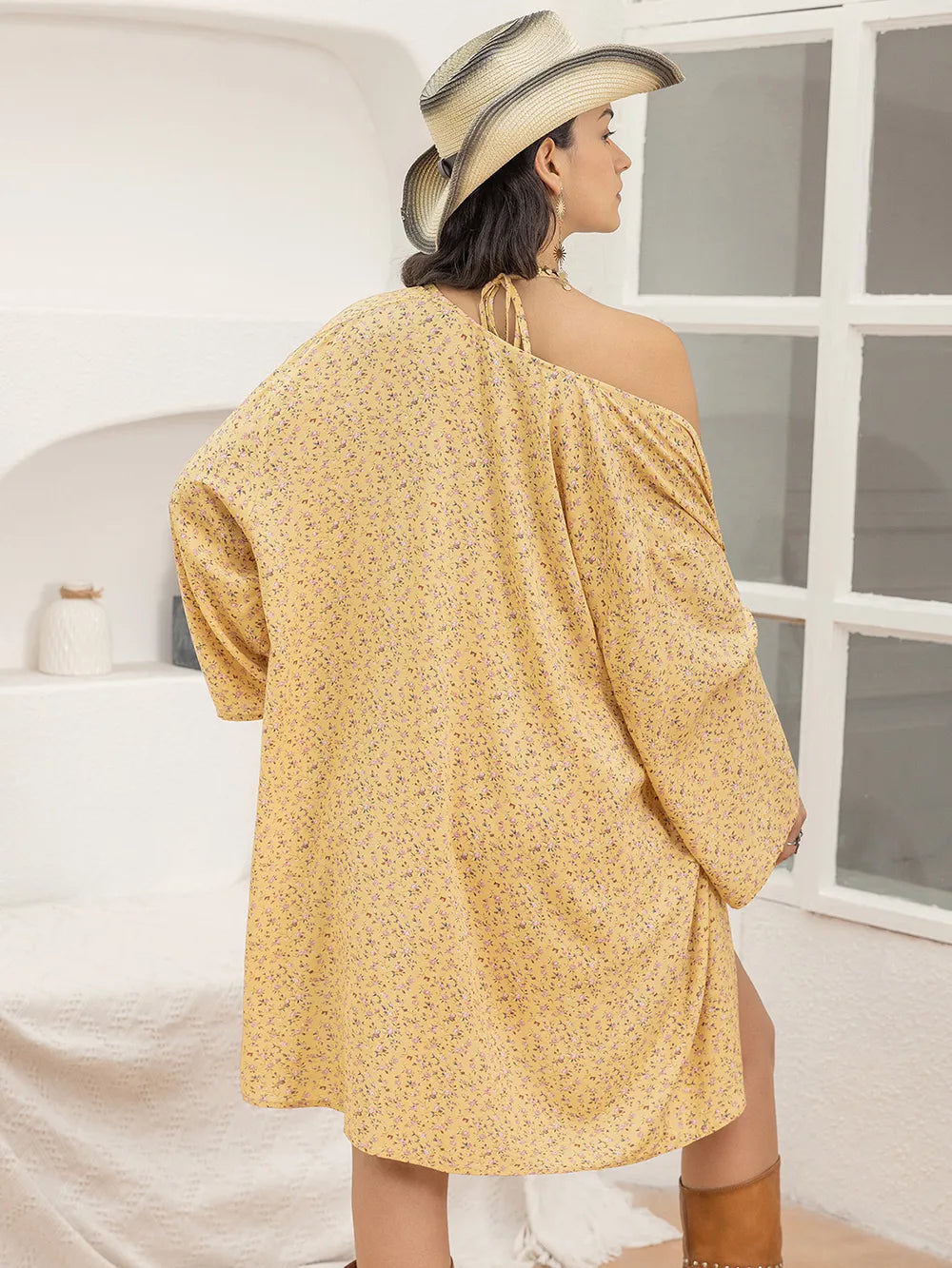 Fashorio Printed Halter Neck Romper and Cover Up Set