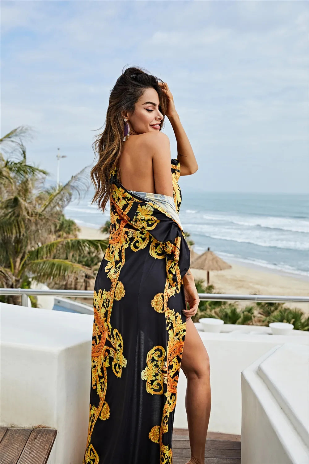Fashorio Printed Plunge One-Piece and Cover Up Swim Set