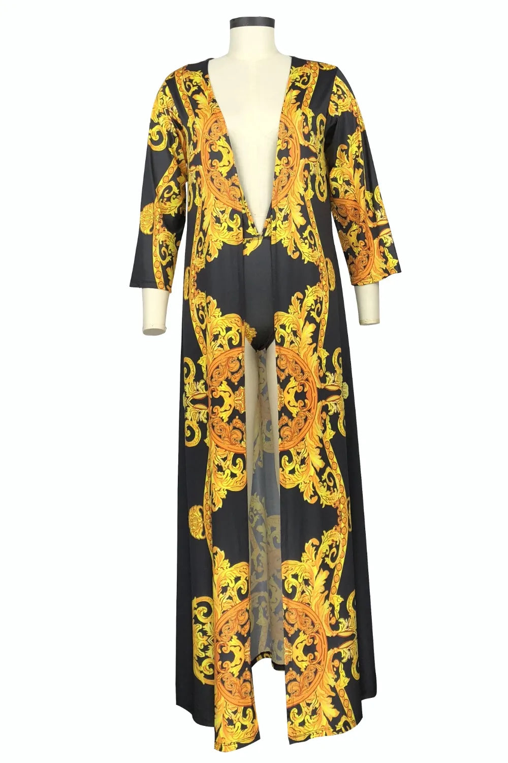 Fashorio Printed Plunge One-Piece and Cover Up Swim Set