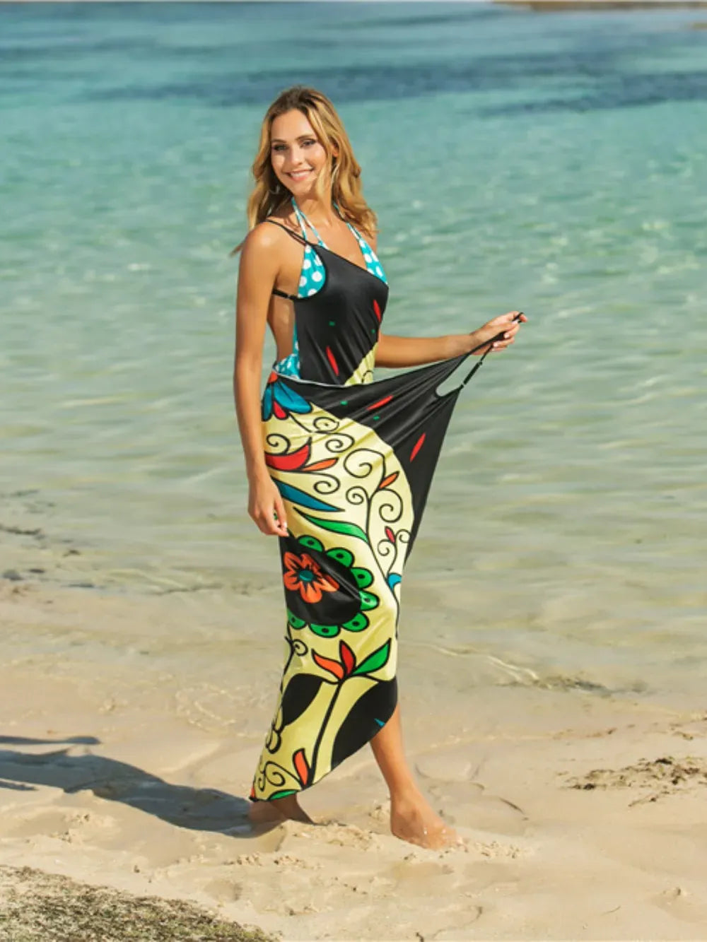 Fashorio Printed Spaghetti Strap Cover Up