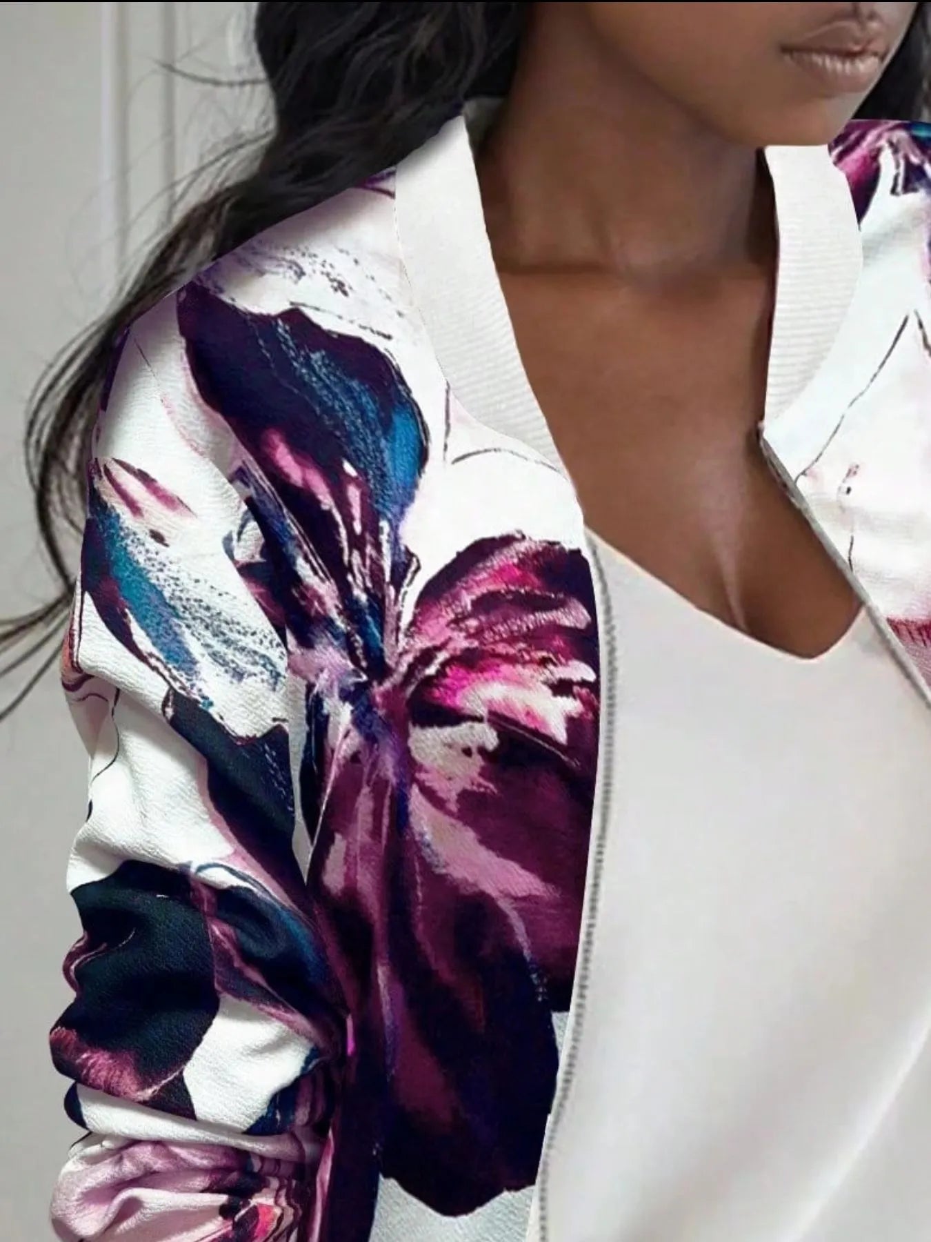 Fashorio Printed Zip-Up Long Sleeve Jacket – Lightweight Casual Layer