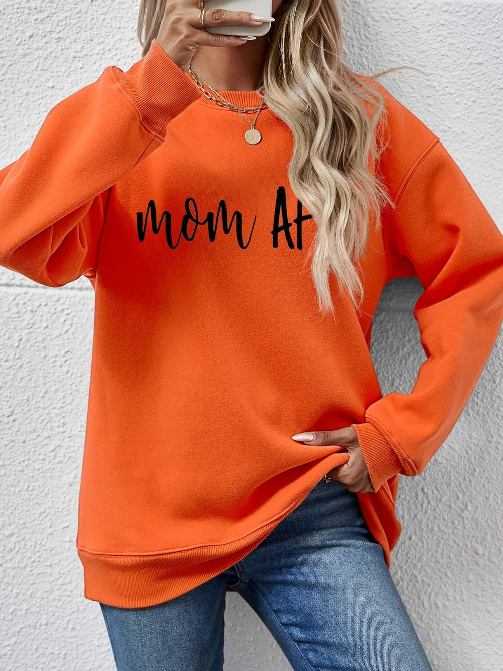 Fashorio Pumpkin / S Letter Graphic Dropped Shoulder Sweatshirt