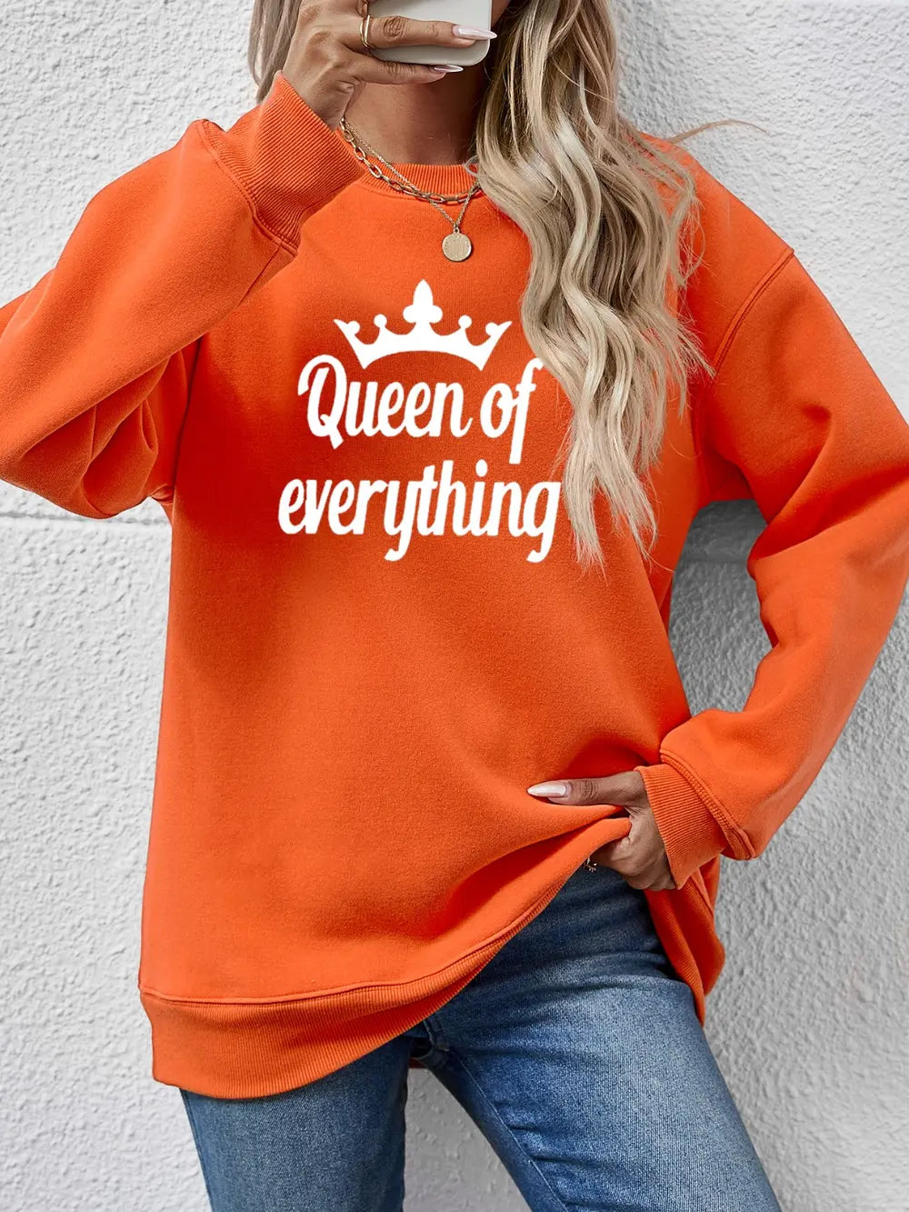 Fashorio Pumpkin / S QUEEN OF EVERYTHING Round Neck Sweatshirt