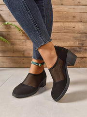 Fashorio Pumps Black / 35 Mesh Panel Block Heel Pumps