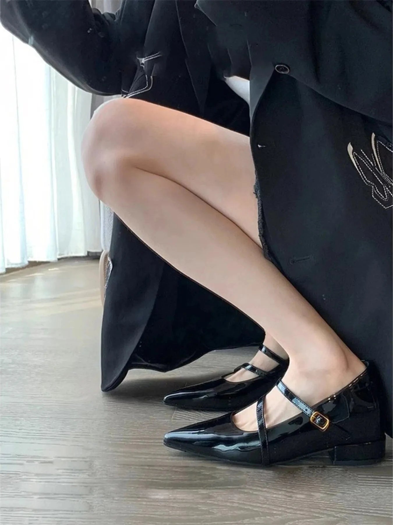 Fashorio Pumps Black / 35 Point Toe Block Heels Pumps