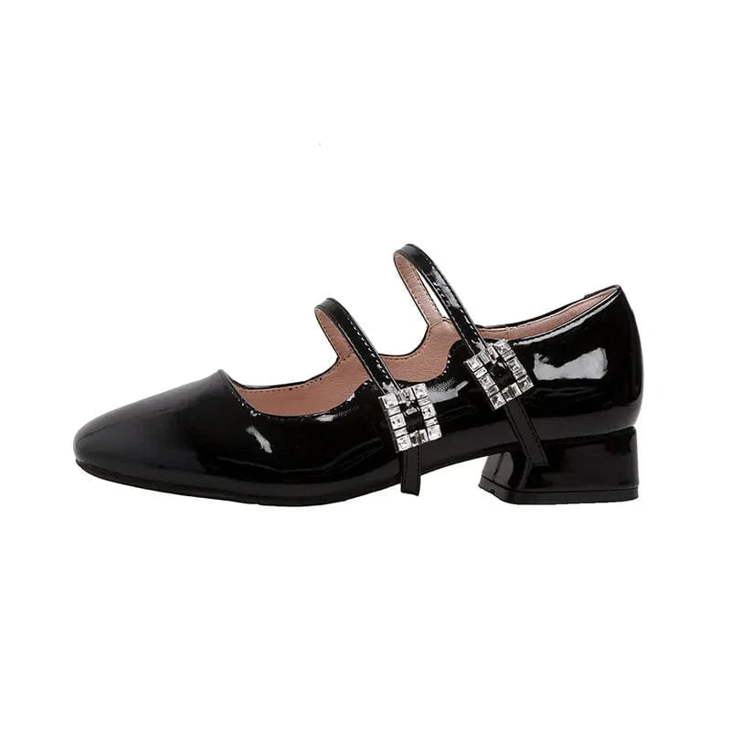 Fashorio Pumps Block Heel Buckle Mary Jane Shoes