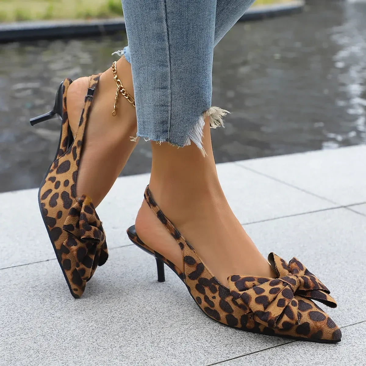 Fashorio Pumps Bow Point Toe Kitten Heels Pumps