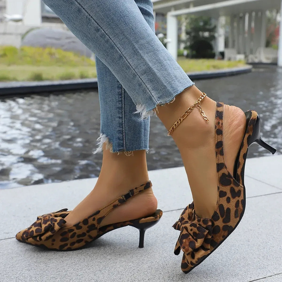 Fashorio Pumps Bow Point Toe Kitten Heels Pumps