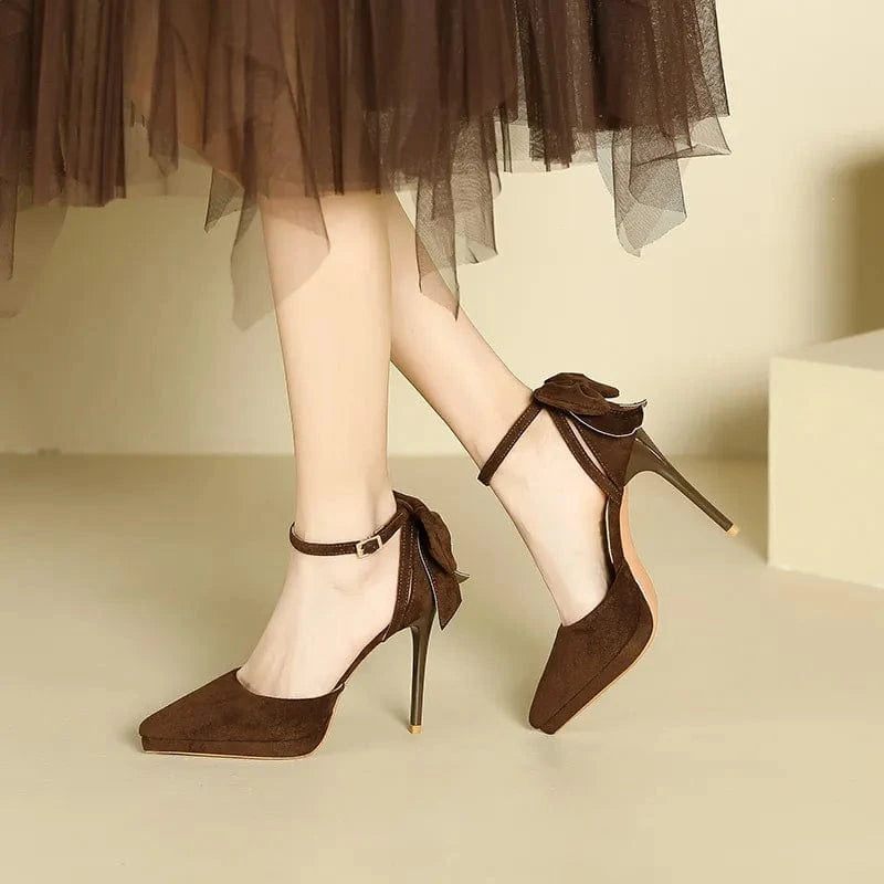 Fashorio Pumps Platform Pointed Toe Ankle Strap Stiletto Pumps