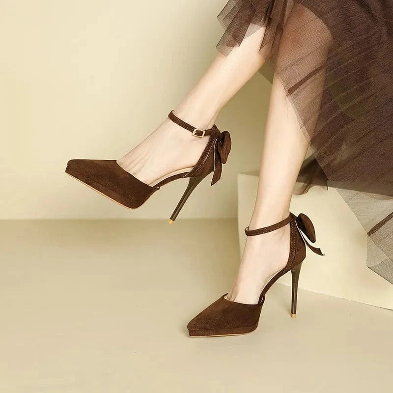 Fashorio Pumps Platform Pointed Toe Ankle Strap Stiletto Pumps
